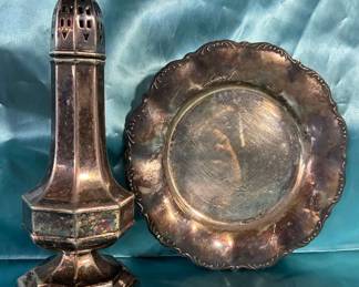 Silverplate Sugar Shaker And Complementing Plate