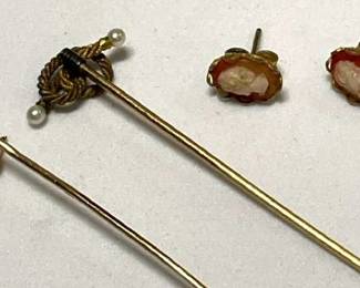 Vintage Stick Pins Complementing Earrings