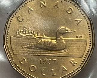 Pair of 1987 $1 Canadian Coins