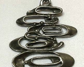 Vintage Modernist Necklace With Abstract Oval Pendant