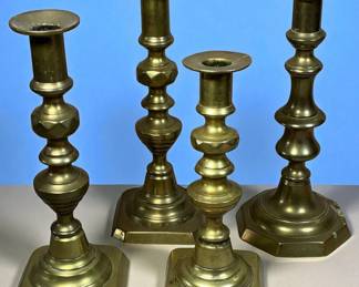 Antique Brass Push Up Candlesticks