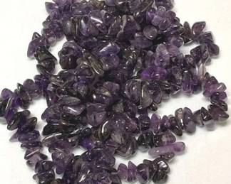 Amethyst Chip Stone Necklace With Complementing Earrings