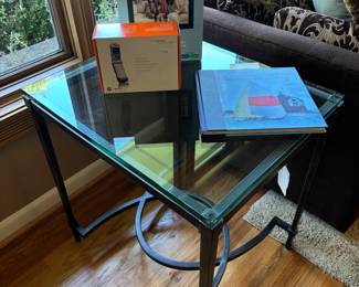 Glass and Metal End Table (B)