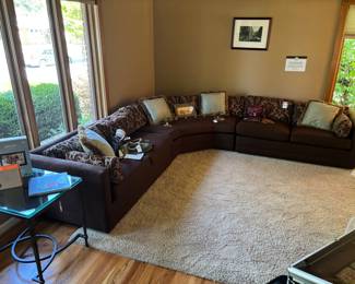 Brown Upholstered Sectional , Rug