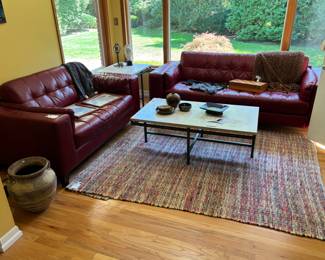 Dash and Albert Woven Rug, Red 3  Cushion Sofa, Red Love Seat 