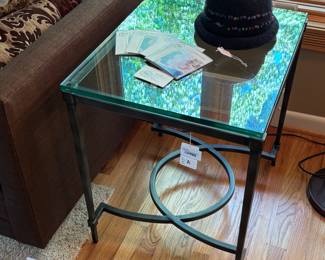 Glass and Metal End Table (A)