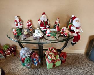 Large collection of Santas and Christmas decor