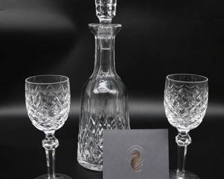 WATERFORD 'LISMORE' DECANTER AND WINE GLASSES