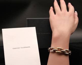 David Yurman Vintage Sterling Silver And 18k Yellow Gold Wellesley Bracelet