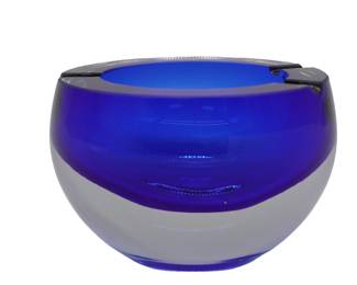 Vintage Murano Sommerson Blue Art Glass Ashtray