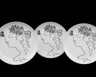 RARE Three Vintage Jean Cocteau Limoges Plates