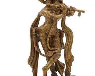 Vintage Indian Brass Krishna Statue