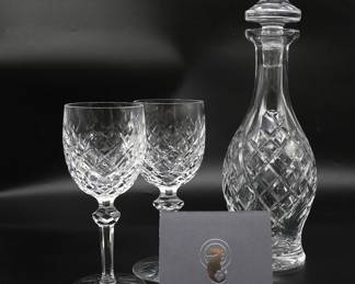 Vintage WATERFORD Decanter And Two WATERFORD Water Glasses