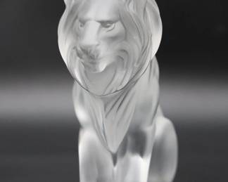 Lalique Sitting Lion Sculpture