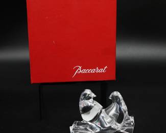 BACCARAT Crystal Twin Dove Sculpture With Original Box