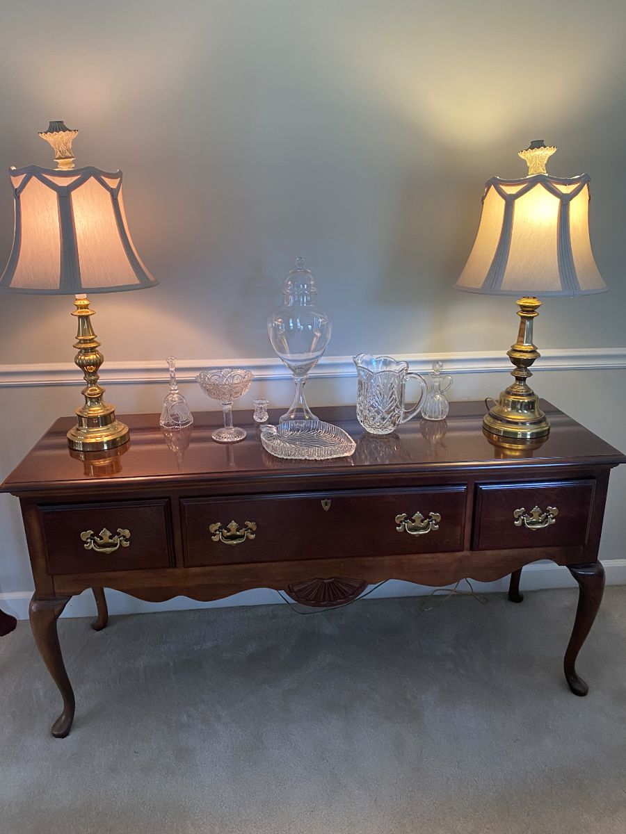 Buffet Lamps, Crystal, Solid Wood Cherry Buffet
