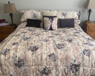 King size solid oak headboard and sleep number bed