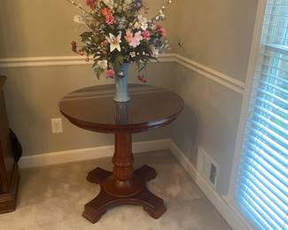 Solid wood side table with glass top