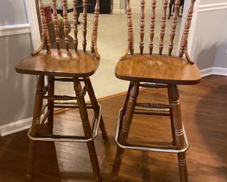 Solid Oak high-top bar stools ( 2)