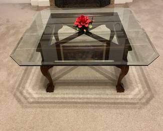 Beveled glass square coffee table
