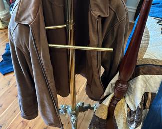 Solid brass valet and vintage leather jacket