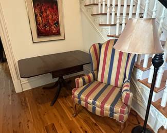 Mahogany fold down dining table
Antique strip chair