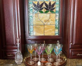Hand blown and colored goblets