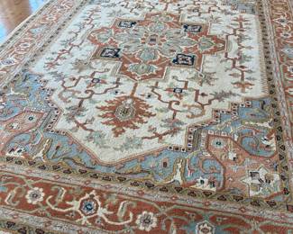 Another beautiful rug, excellent condition beautiful colors, this also has integrated fringe is wool and about 50 years old
