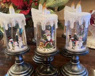 Candle snow globes-lights up and spins-battery operated