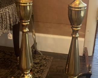 Solid brass andirons - like new condition 