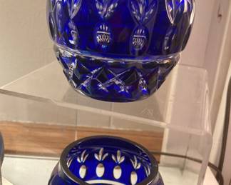 Bohemian glass - cobalt cut to clear