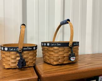 Wicker "Let it Snow" Baskets w/Handles