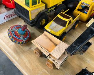 Ohio Art metal Spinning Top 1960's - Tonka Steel Mighty Dump Truck Toy