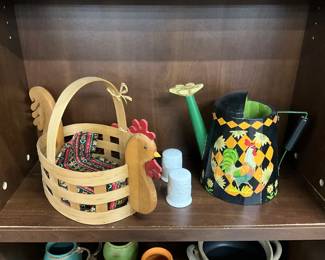 Chicken Shaped Basket Longaberger?? - Metal Chicken Decorated Watering Can