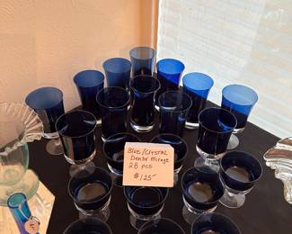 Denby blue/clear crystal glass set