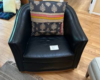 Black leather swivel chair