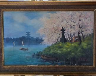 Pre War Japanese oil painting. Signed "S. FUWA".