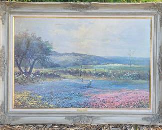 Robert Wood decorative print on canvas. 24 x 36, nicely framed.