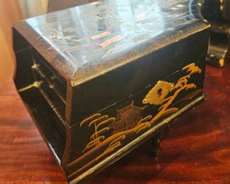 Chinoiserie musical piano shaped jewelry box