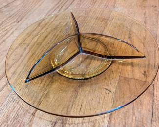 Mcm Amber Glass hors doeuvre tray. Sonic.