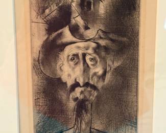 Rare Endre Szasz Etching Don Quijote