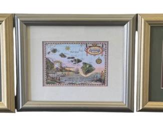 3 Framed Maps of Hawaii