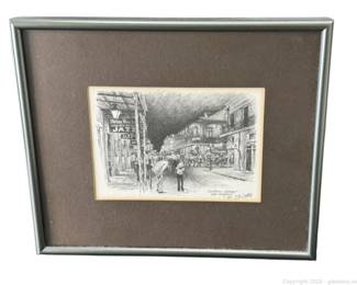 Framed Matted Art Print Bourbon Street by Don Davey Signed