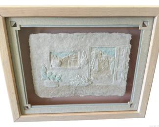 Vintage Framed Original Paper Cast Native American Art Piece by Priscilla Wess Pueblo