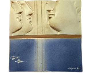 Greek Clay Art Tile by Yorgas Kypris Signed