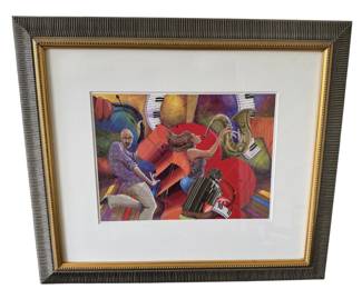 Marcus Glenn Love That Jazz Seriolithograph in Color on Paper Signed in the Plate