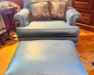 LEATHER CHAIR AND OTTOMAN