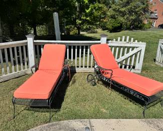 FOUR MATCHING WROUGHT IRON RECLINERS