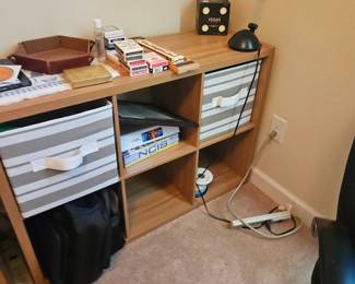 On the other wall is the matching bookshelves