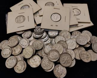 Silver US dimes.